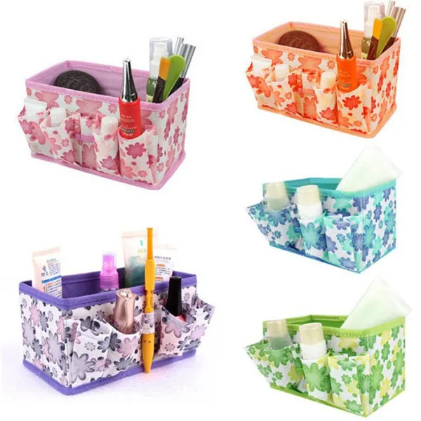 

5 Colors Makeup Cosmetic Storage Box Bag Bright Organiser Foldable Stationary Container 2017 High Quality Women Make up Bag