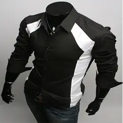 Новый Для мужчин; рубашка с длинными рукавами драпировки классический Цвет соответствующие Дизайн из cultivate One's morality рубашка