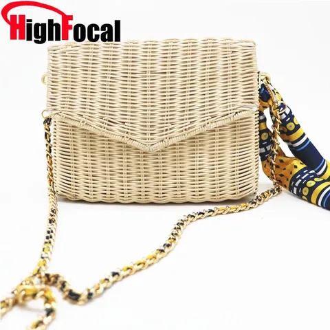 Bolsa de Ombro Forma de Palha Bolsa do Mensageiro Verão Mulheres Bolsa 2019 Novo da Feitos à Mão Bolsa Rattan Palha Tecido Pastoral Doce Requinte