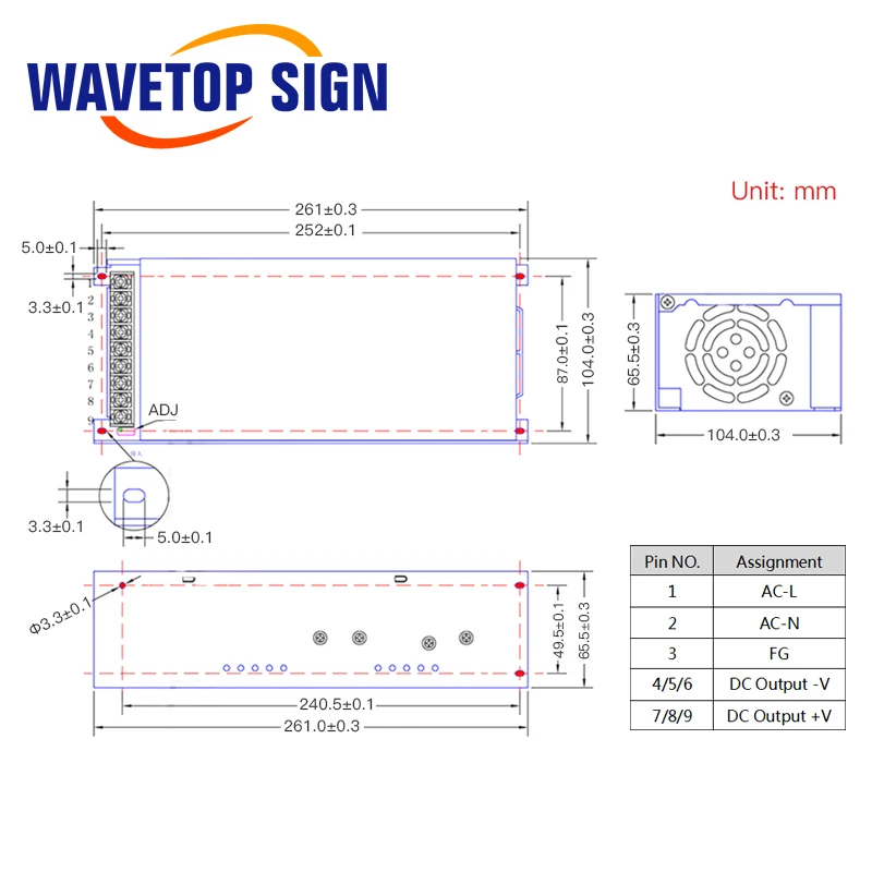 WaveTopSign S-800W импульсный источник питания 12 В 24 в 36 в 48 в 60 в 70 в 80 в 90 в 100 в 110 В 130 в для фрезерного станка с ЧПУ