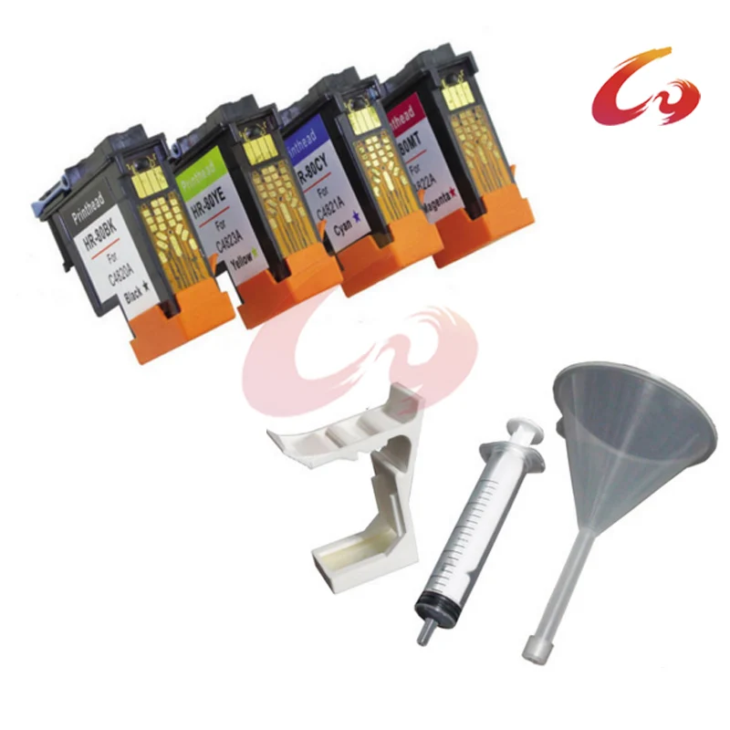 

4 pcs printhead for HP 80 print head with C4820A C4821A C4822A C4823A 1 set printer head cleaning kit