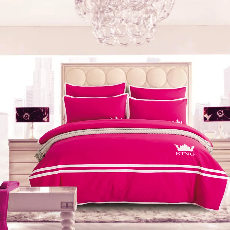 New style Crown embroidery Luxury Bedding Set Double King Queen Size Bed set 4Pcs 100 Cotton