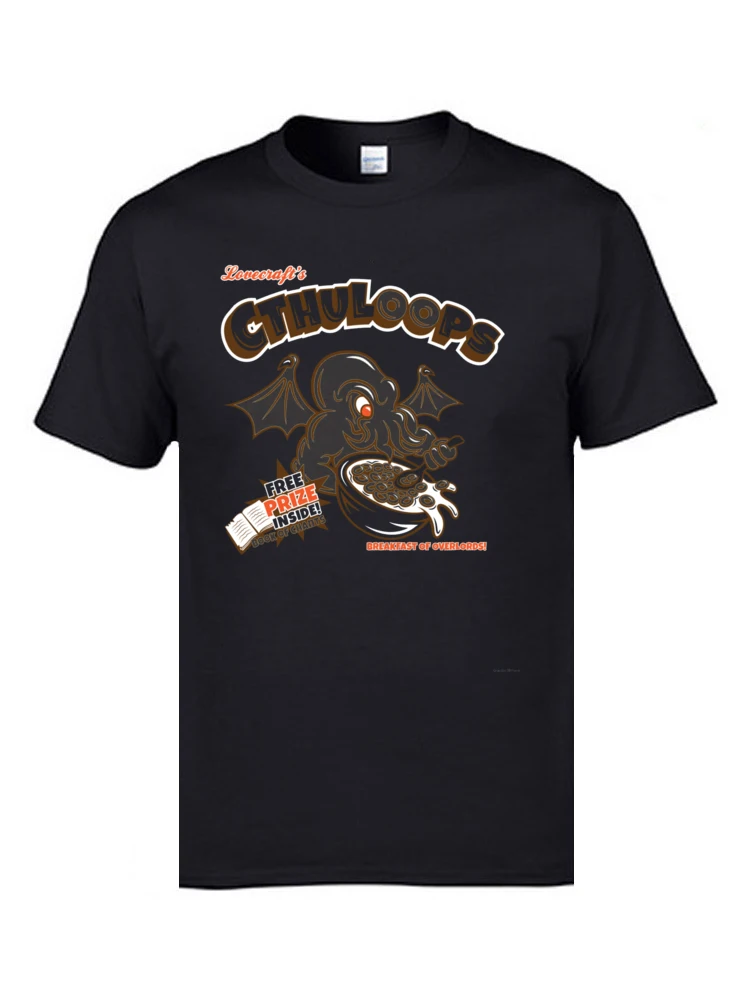 Cthuloops Original 5549 Tops & Tees Cute O Neck Casual Short Sleeve Cotton Fabric Men Top T-shirts Funny Top T-shirts Cthuloops Original 5549 black
