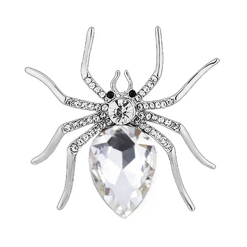 YOQUCOL Halloween Spider Shape Brooch Pins Rhinestone Zirconia Crystal 