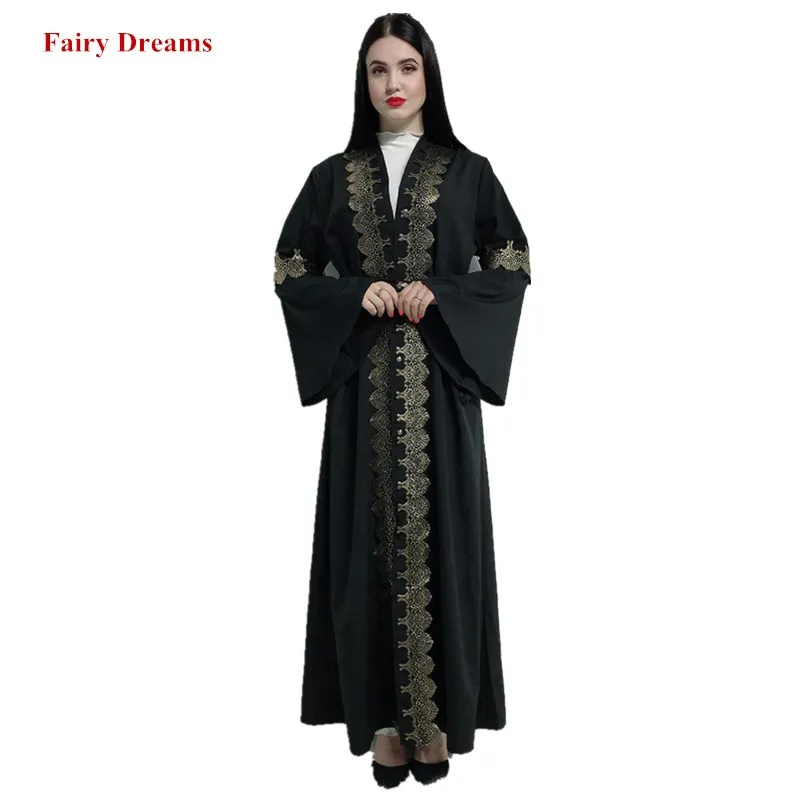 

Front Open Black Abaya Kimono Dubai Women Muslim Robe Caftan Bangladesh Turkey Turkish Cardigan Bolero Plus Size Islamic Clothes