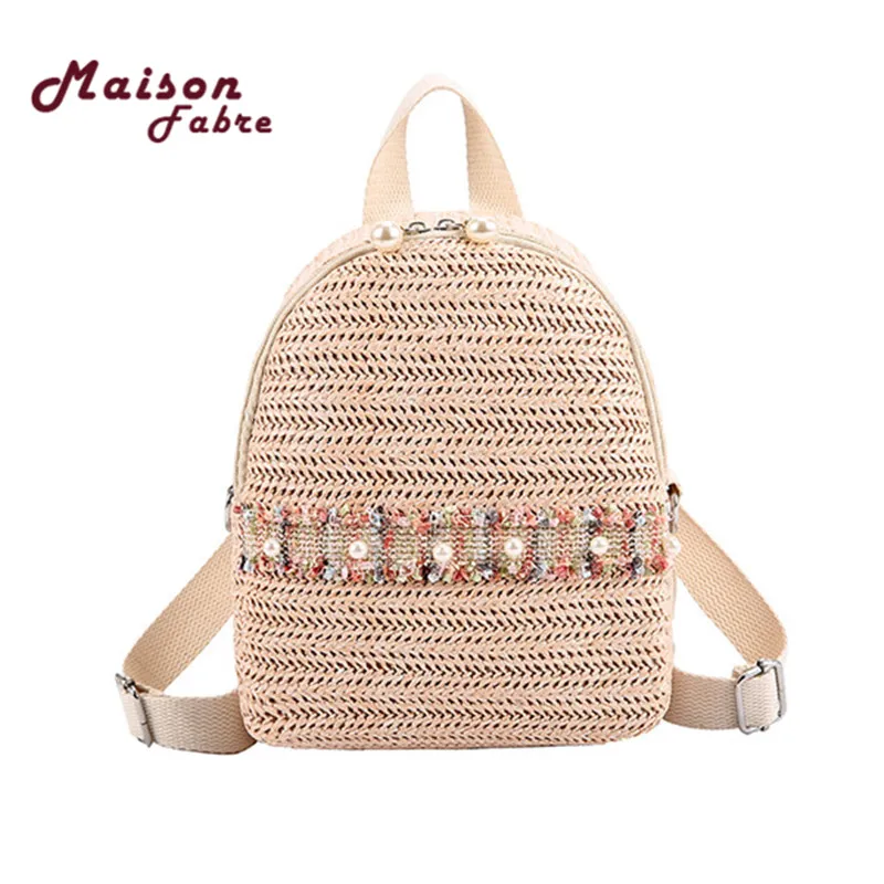 

B-Straw Cloth Easy Matching Backpack Trendy Fashion Anti-Theft Small Backpack Women Fashion Mini Shoulder Bags Female Mochila