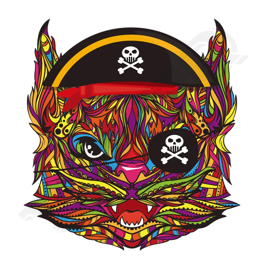 

10pcs/lot Cat Pirate Patches Skull Parches Ropa A-Level Washable T-Shirt Diy Decoration 2018 New Heat Transfers For Clothing