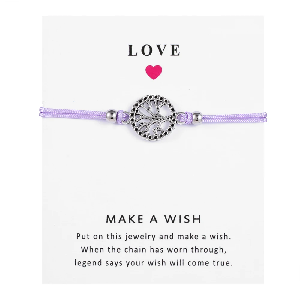 

Tree Of Life Bracelet Handchain Wish Card Bracelet For Girlfriends Lover Gifts Alloy Love Charm Bracelets For Women