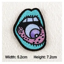 1PC Patches For Clothing Eyeball in Mouth Embroidery 5.2×7.2cm Patches For Apparel Bags DIY Accessories