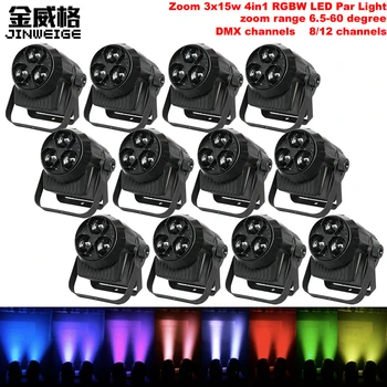 

Free Shipping 12pcs/Lot Zoom 3x15w 4in1 RGBW Led Par Light 6.5 To 60 Degree DMX Stage Effect DJ Equipment