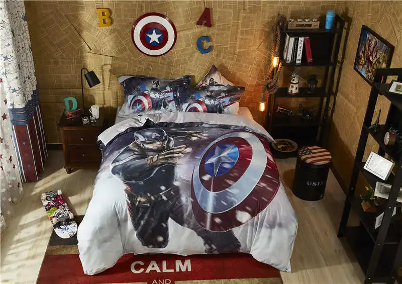 

all cotton bed linen american captain pillowcases single twin full queen size comforter duvet cover kids bed sheet home textile