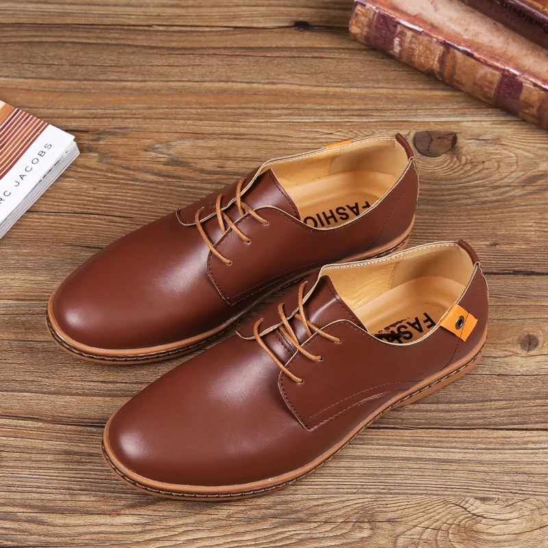 ROXDIA New Fashion Spring Autumn Men Flats Lace-up Casual Waterproof Shoes Work Flat Driver Men's Shoe Plus Size 39-48 RXM936