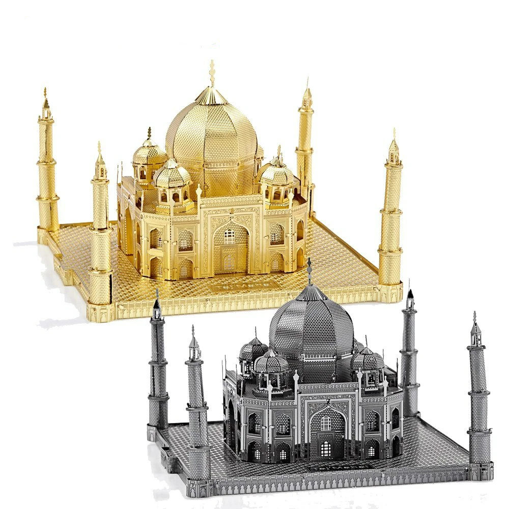 

Original Piececool 3D Assembling Metal Puzzle Taj Mahal Building P007-G Model DIY 3d Laser Cut Nano Jigsaw Toys - Gold