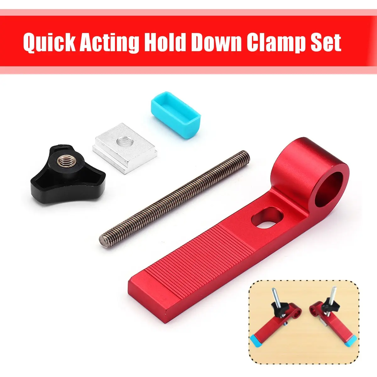 

5 pcs/Set Metal Quick Acting Hold Down Clamps Set Woodworking Clamps For Woodworking T-Track T-Slot Clamp Tools