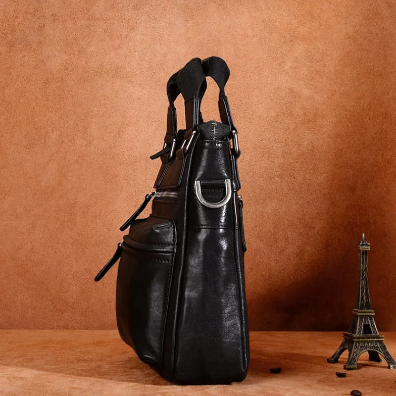 AETOO Handbag men's casual multi-function large-capacity shoulder bag Messenger bag first layer cowhide