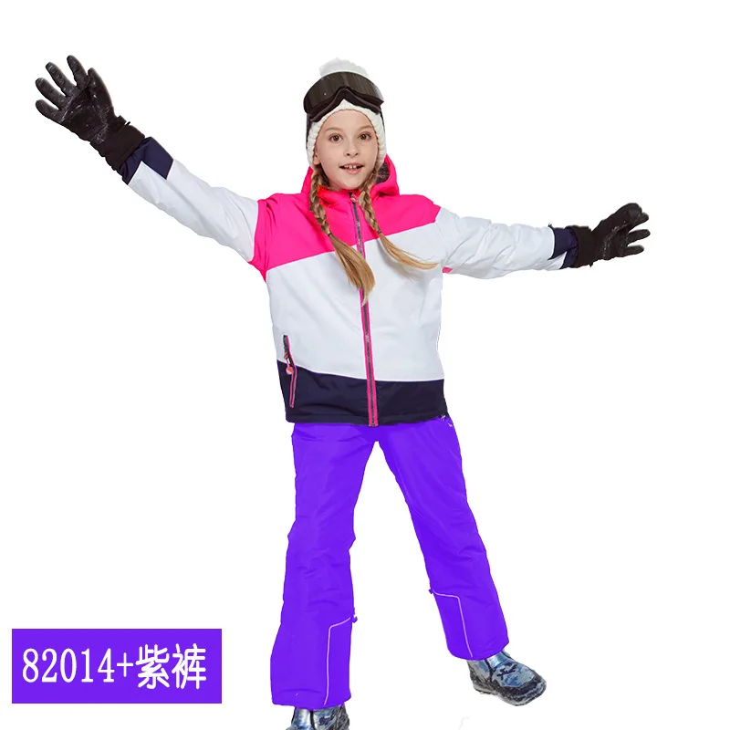 Детский лыжный костюм Лыжная куртка и штаны для девочек, зимний теплый лыжный костюм ветрозащитная верхняя одежда, комплект одежды для детей, зимние комплекты для девочек - Цвет: Gilrs7