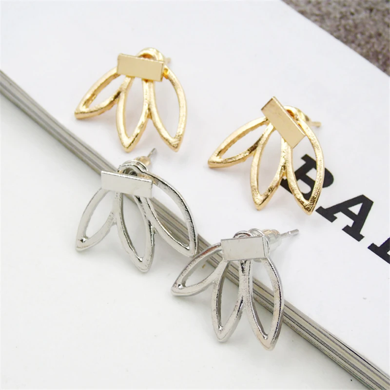 

Hot Fashion Jewelry Simple Ear Cuff Statement Hollow Lotus Charm Double Sieded Stud Earrings For Women Boucle d oreille Vintage