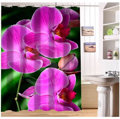 Élégant Couleur Orchidée Fleur Tissu Rideau De Douche Sur Mesure ... Élégant Couleur Orchidée Fleur Tissu Rideau De Douche Sur Mesure ...