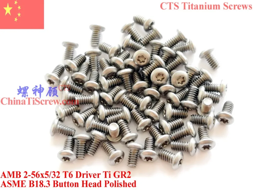 

Titanium screws 2-56x5/32 Torx T6 Driver Button Head Ti GR2 Polished 50 pcs