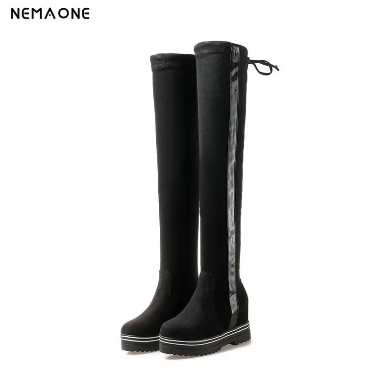 

NEMAONE women winter autumn high heels over the knee boots woman ladies casual shoes large size 42 43