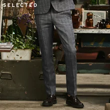 Выбранный льняной клетчатый бизнес досуг тонкий костюм брюки S | 418218506