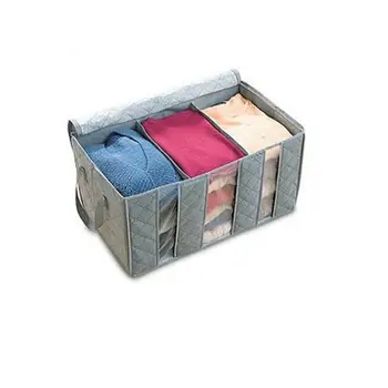 

65L Foldable Anti-bacterial Breathable Bamboo Charcoal Fiber Clothes Blanket Storage Bag Organizer Box