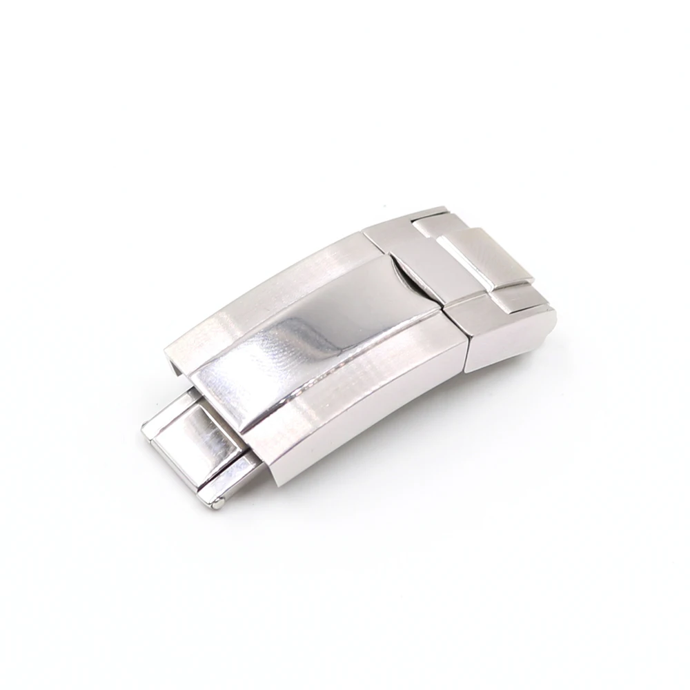 CARLYWET 16m x 9mm Brush Polish Stainless Steel Watch Buckle Clasp Steel For GMT Submariner Bracelet Rubber Leather Band