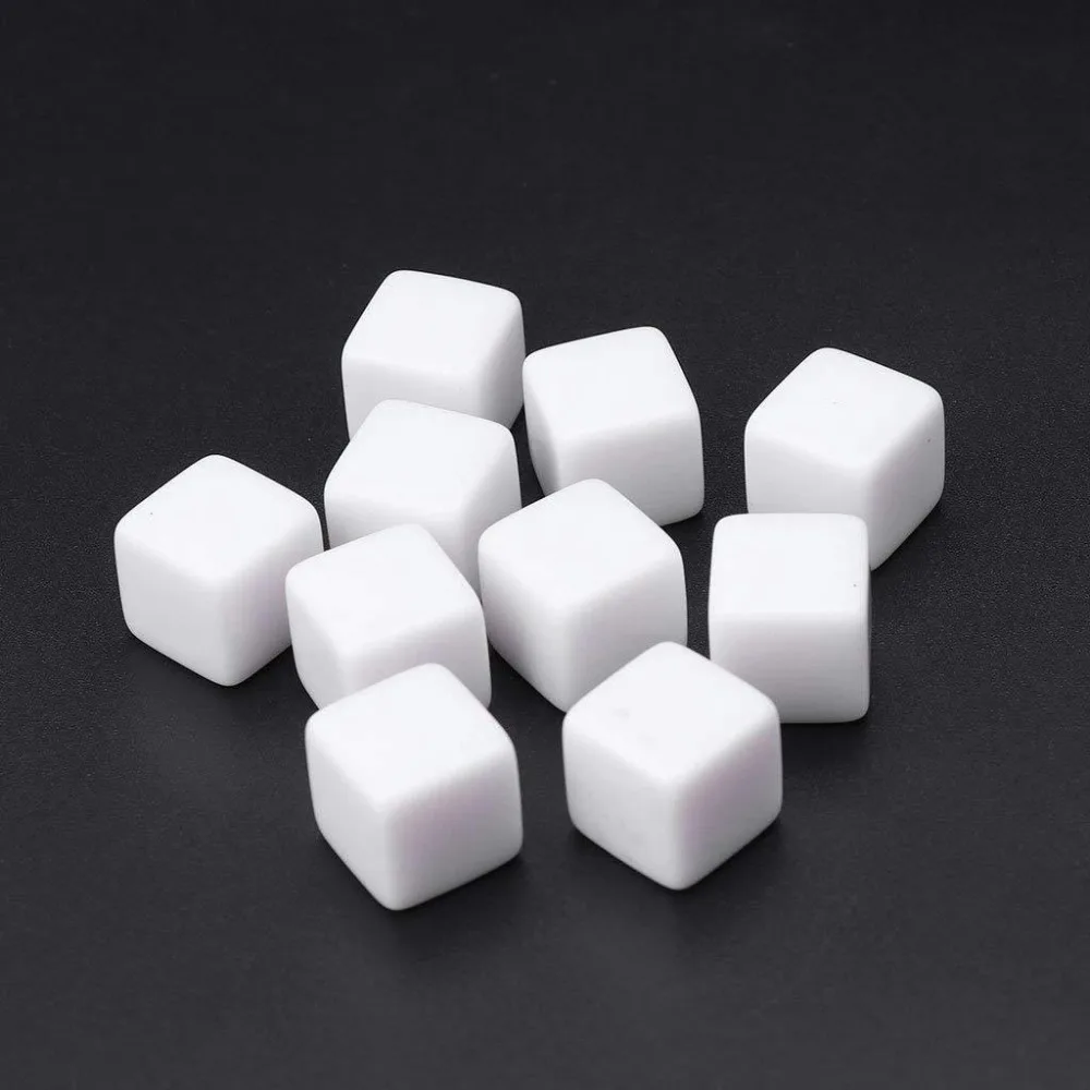 100pcs/pack New Acrylic 14mm White Blank Dice Teaching Props Game Accessories Mathematical Tools Square Corner