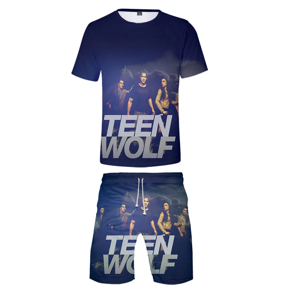 

New U.S. drama Teen Wolf 3D Print T shirt and shorts Sets Teen Wolf child Summer Leisure Clothes
