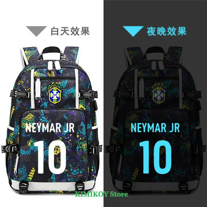 Футболист MBAPPE Neymar GRIEZMANN рюкзак 7 школьные сумки usb зарядка ноутбук Водонепроницаемый путешествия холст сумки большой емкости - Цвет: Neymar8