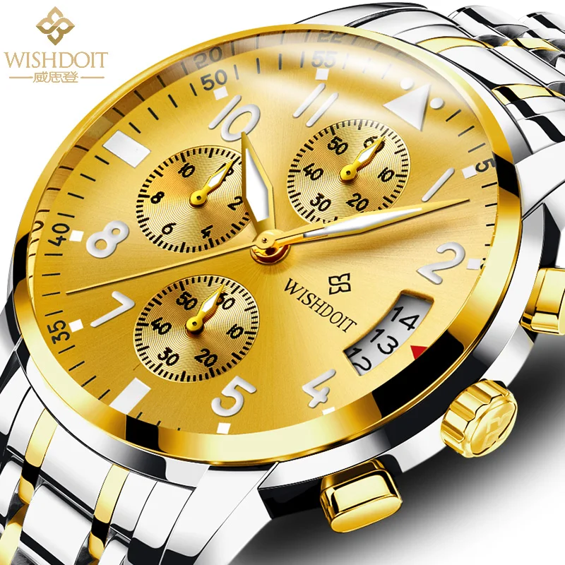 

WISHDOIT Mens Watches Top Brand Luxury Fashion Business Quartz Watch Men Sport Steel Waterproof Wristwatch Relogio Masculino