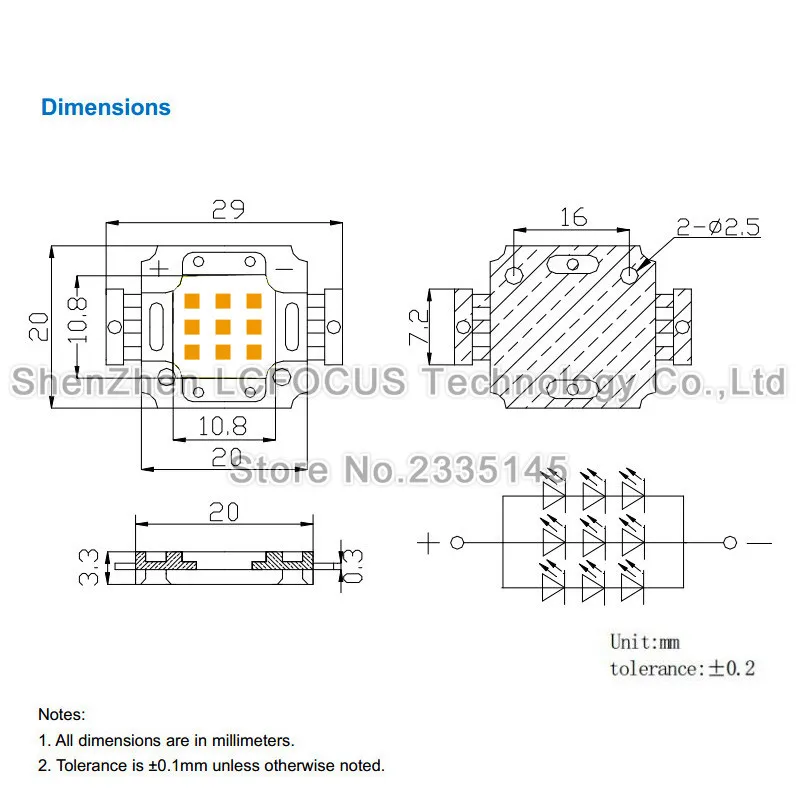 Мощный светодиодный чип COB 1 Вт 3 5 10 20 30 50 100 желтый 590 595нм SMD диодный прожектор