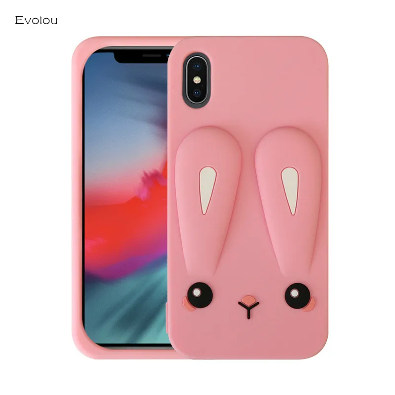 

3D Cute Cartoon Rabbit Case for iphone XS MAX Case Cover Silicone Cases for iphone 5 5S SE 6 6S 7 8 PLUS X XR Rubber Phone Cover