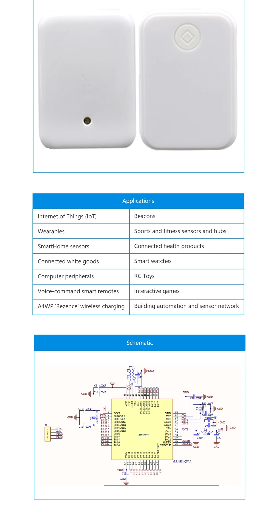 Датчик маяка на заказ BLE nRF52832 Bluetooth маячок, акселерометр гироскопа датчик давления влажности