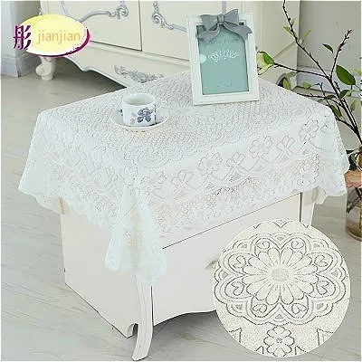 Square Hollow Lace Tablecloth TV Set Refrigerator Square Towel Coffee Table Cover Cloth Christmas Wedding Decoration Tapete