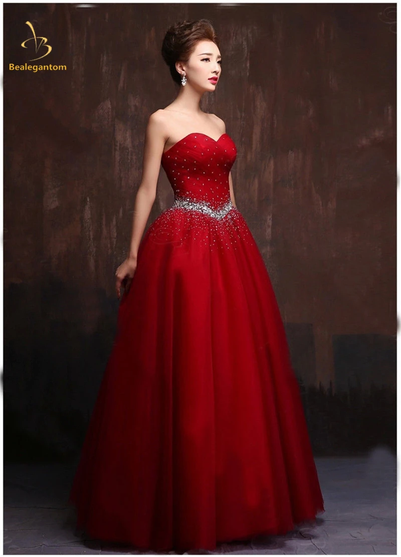 Bealegantom New Red Ball Gown Quinceanera Dresses 2018 Beaded Sweet 16 Dress For 15 Years
