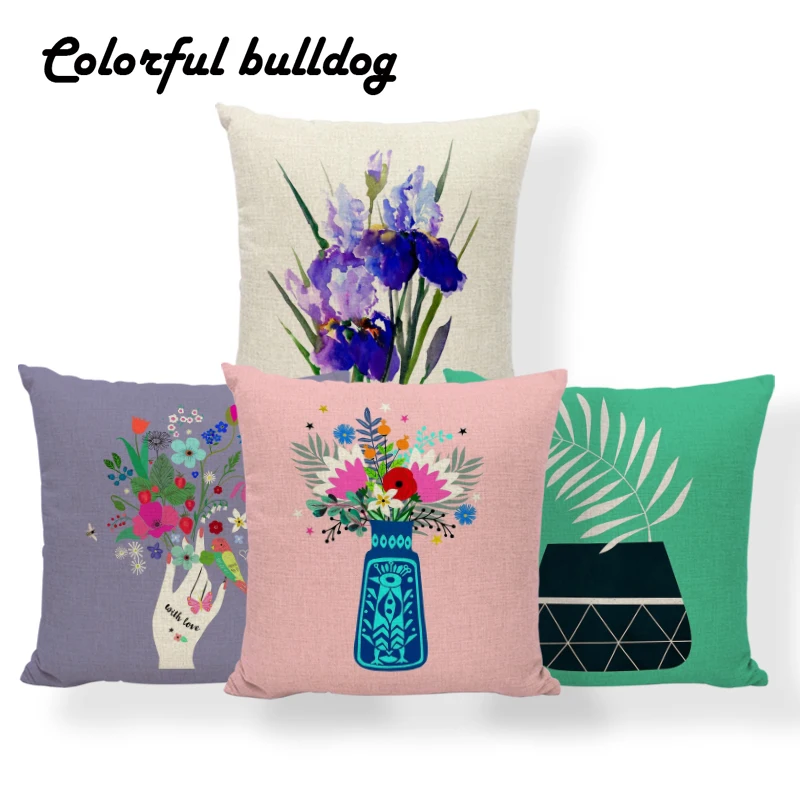 Leopard Lion Bird Cushion Flower Poppy Tulip Cartoon Pillow Cases Party Improvement Decorating Throw Pillow Cushion 45Cm Linen