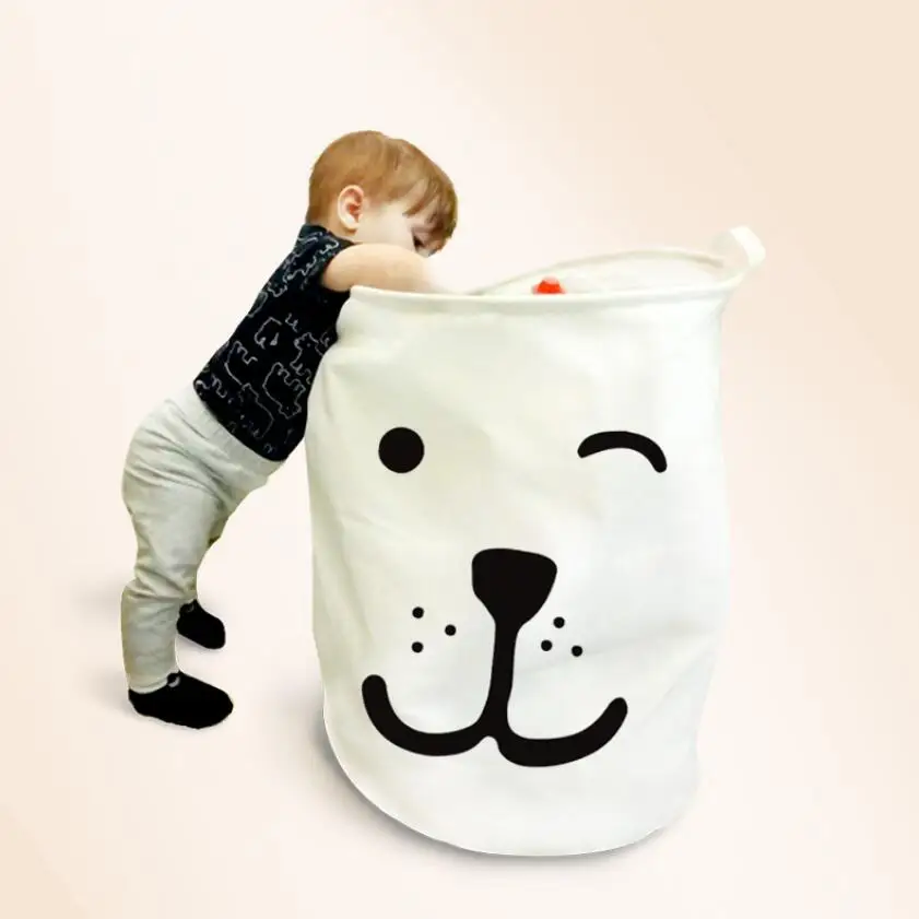 

New Dog expression Foldable Laundry Hamper Bag Cartoon Clothes Storage Basket Home decoration barrel kids toy organizer Buckets