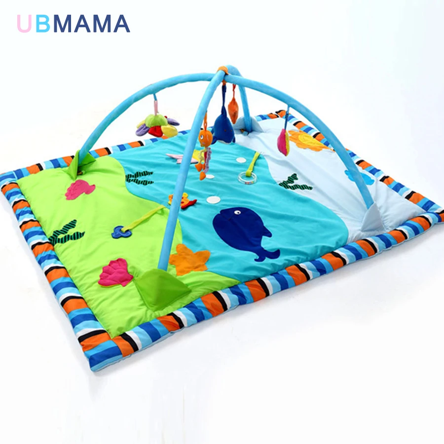 Tapis de jeu pour bébé à motif de mer étendu | Tapis de jeu, tapis de fitness pour bébé, jouets d'enfants avec support, couverture rampante