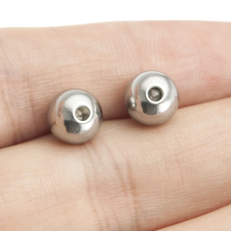 

Risul 50 units HALF drilled to use as end cap ball 6/8mm DIY ball stainless steel steel color jewelry findings bead