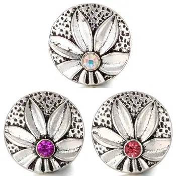 

High Quality 18mm Metal Snap Button Charm flower button Snap Button Jewelry TZ0039
