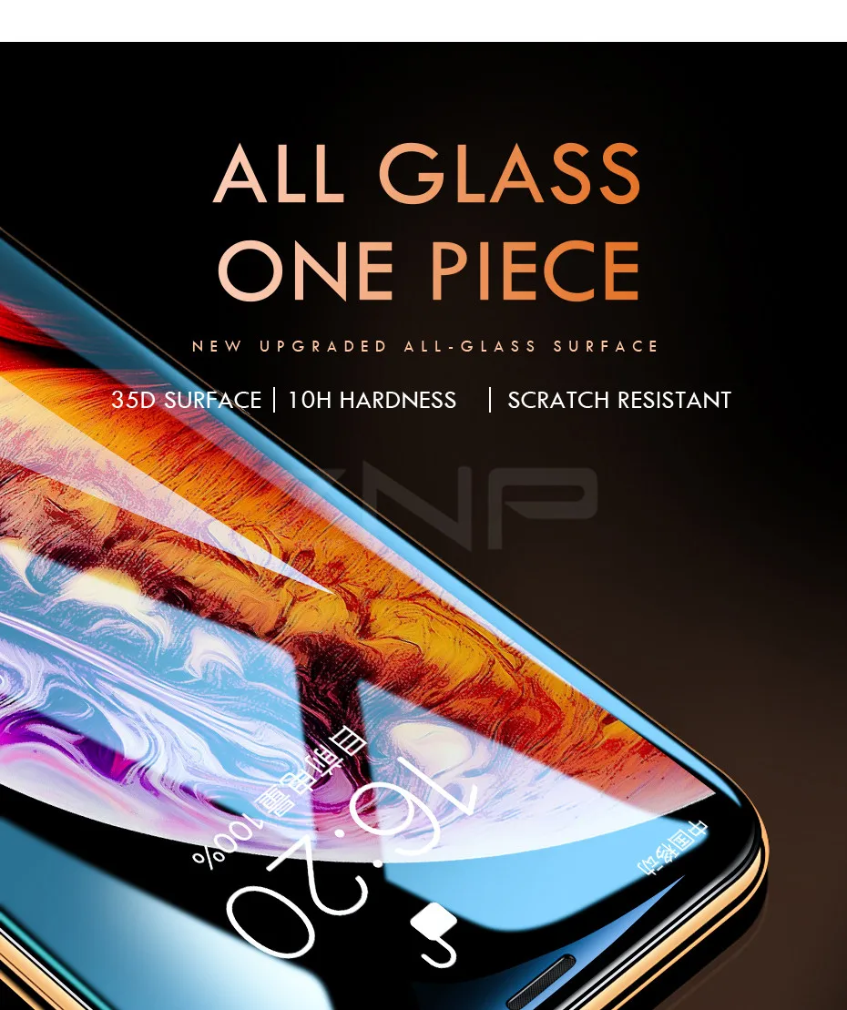 ZNP 35D Защитное стекло для iPhone 6 6s 7 8 plus XR X XS стекло полное покрытие iPhone Xs Max защита экрана закаленное стекло