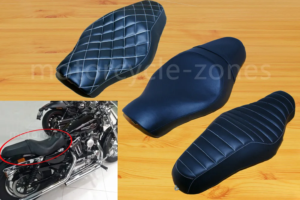

Black Driver+Rear Pillion Passenger Seat For Harley Iron SuperLow Forty Eight Seventy-two 2004-2016 Sportster 883 48 Iron XL1200