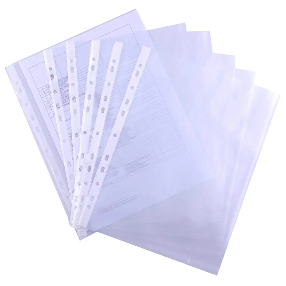 

MYLIFEUNIT 50 pcs/pack 11 Hole Clear Sheet Protector Holds 8 1/2"