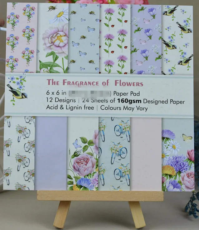 

DIY Spring style Scrapbooking paper pack of 24 sheets handmade craft paper craft Background pad