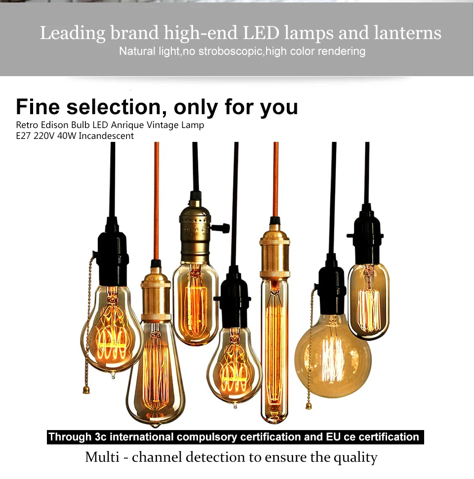 Edison Bulb E27 220V 40W ST64 G80 G95 T10 T45 A19 Retro Ampoule Vintage Incandescent Bulb edison Lamp Filament Light Bulb Decor