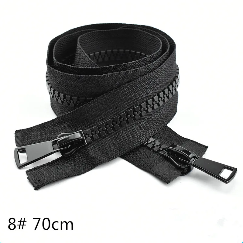 

1piece 8# 70cm-120cm resin double slider zipper for women leather coat DIY sewing accessories open end down jacket coat zippers