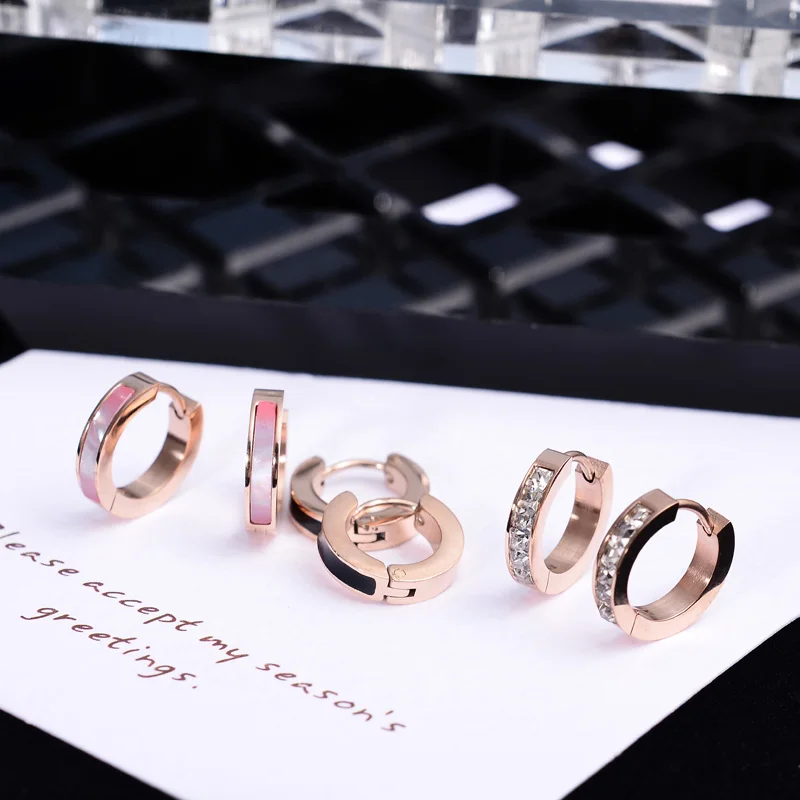 

YUN RUO 2018 New Arrival Fashion Simple Square Hoop Earring Rose Gold Color Woman Girlfriend Gift Titanium Steel Jewelry No Fade