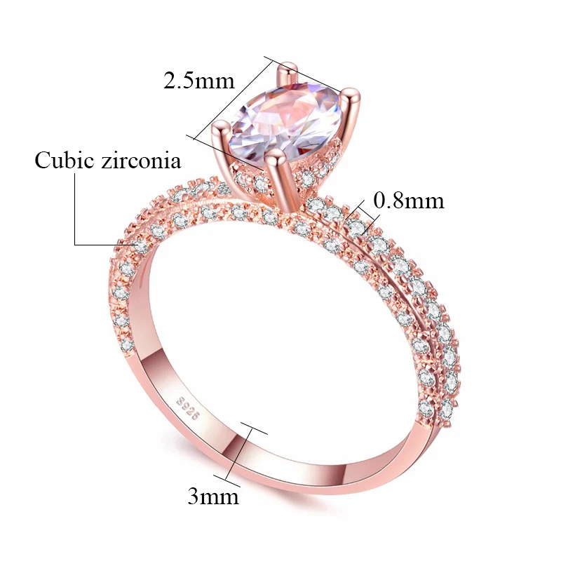 Классический кубический цирконий; для помолвки кольцо для Для женщин, покрыто розовым золотом/Серебряный тон кольцо Альянса обручальное кольцо для пары Модное Элегантное Ювелирное Украшение