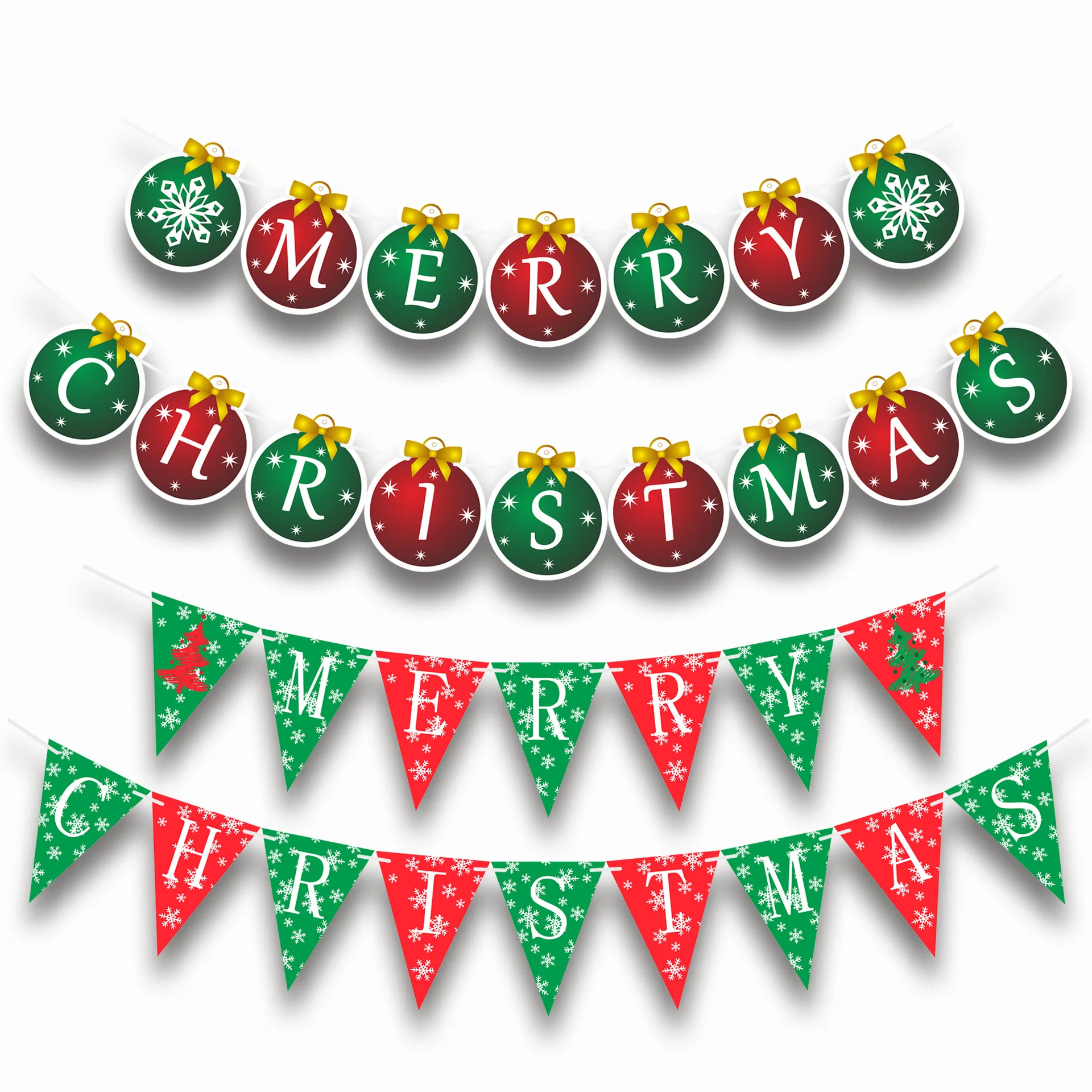 ZLJQ 1set Christmas Hanging Paper Banner Flag Party Festival Decor Door